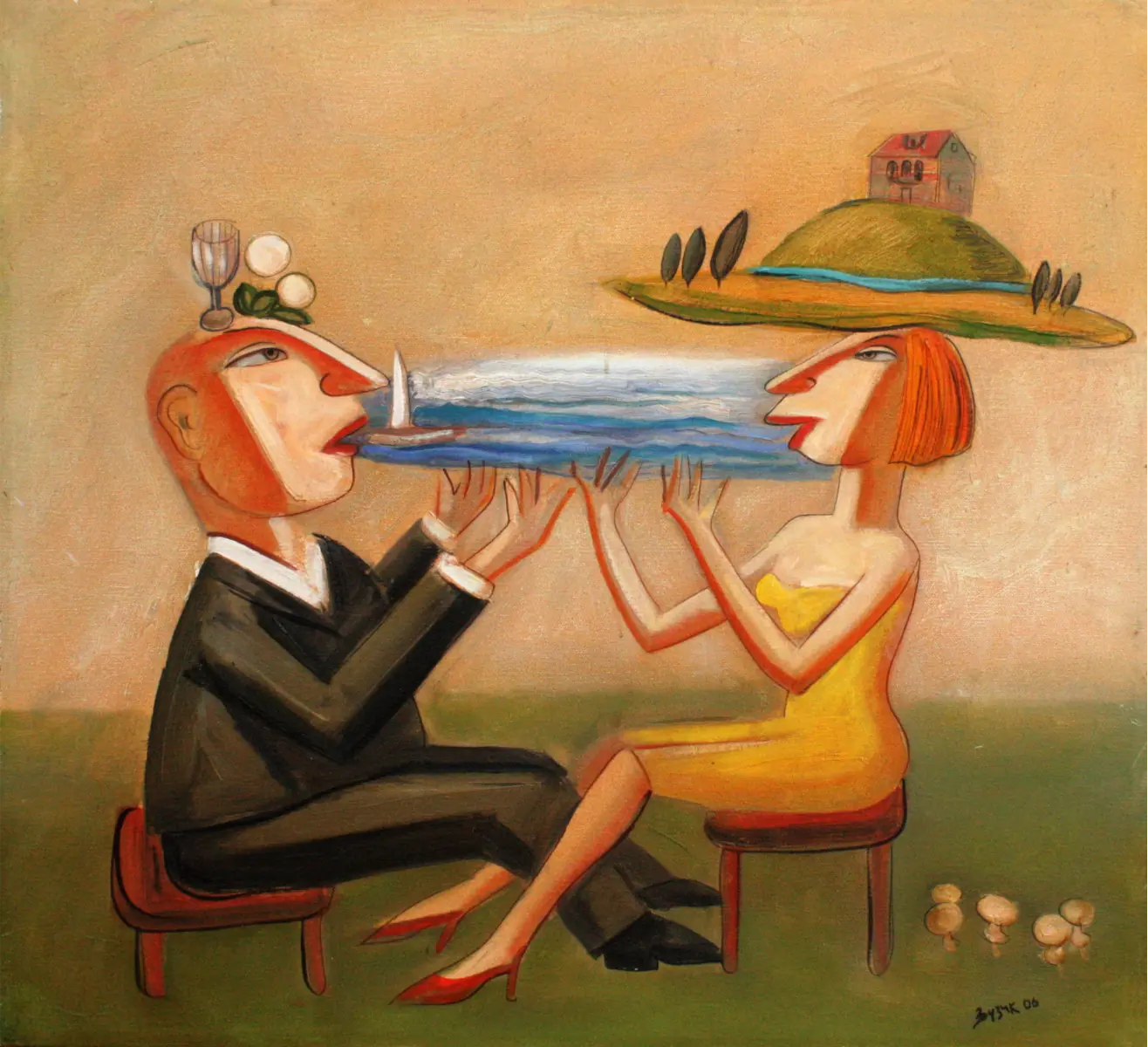 Holiday Dreamers, oil on canvas painting by Roman Zuzuk