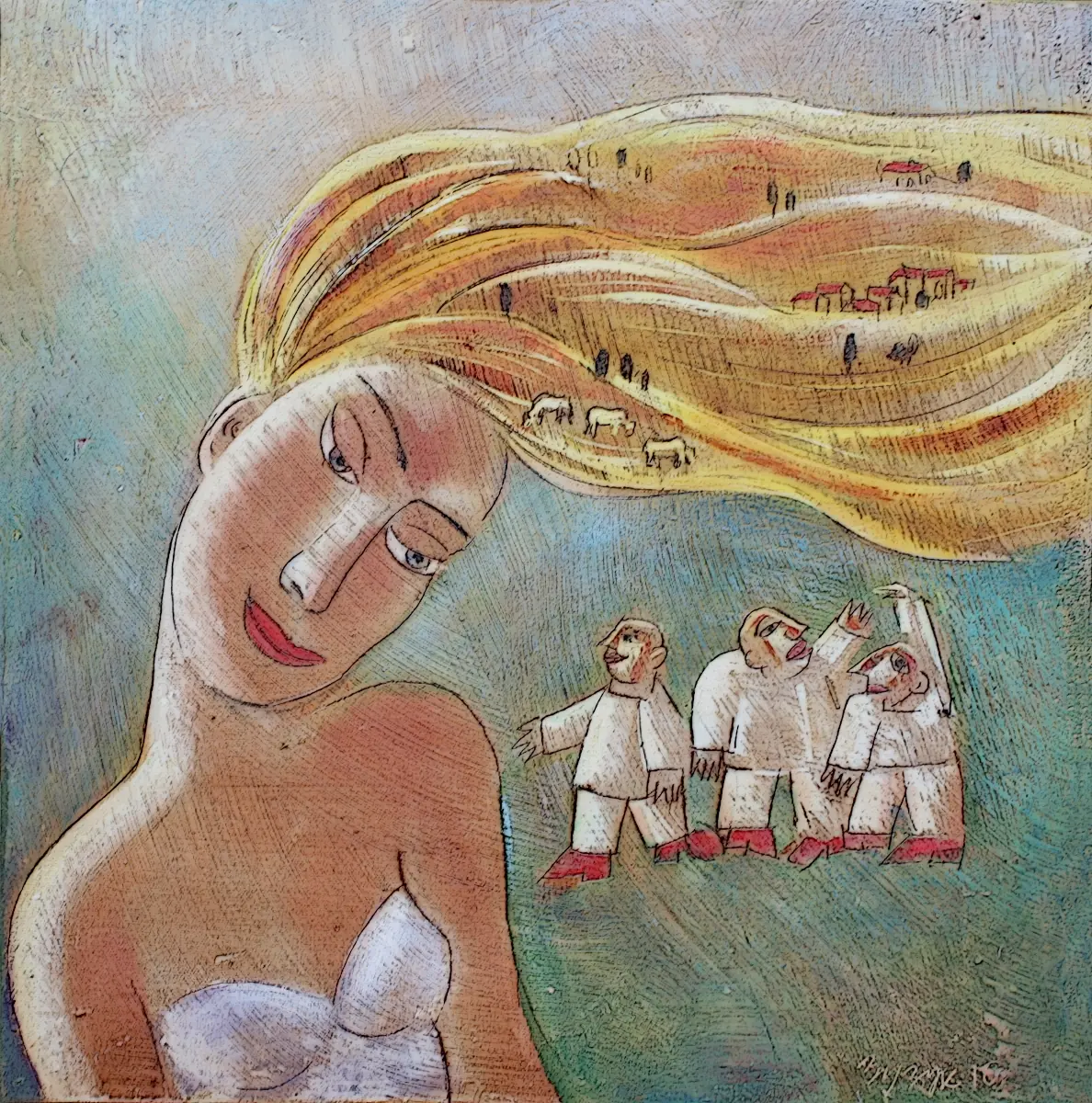 Long Hair, oil on canvas painting by Roman Zuzuk