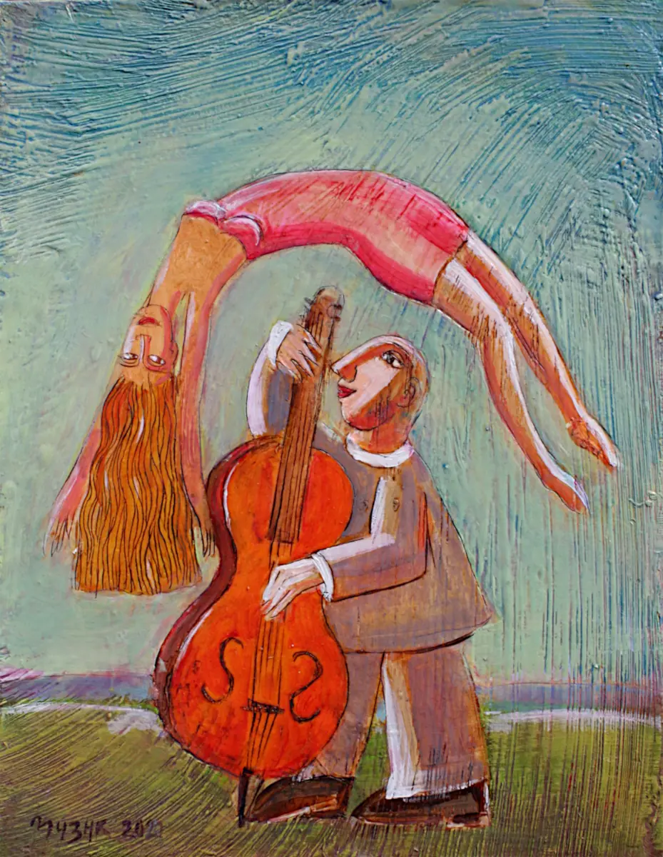 Muse, encaustic on canvas painting by Roman Zuzuk